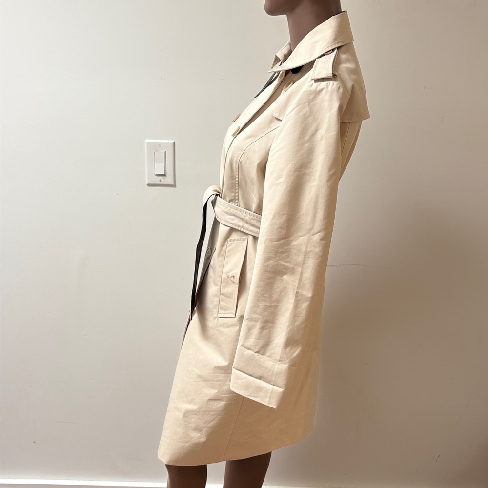 Danier Bretta trench coat long beige cream leather belt double breasted XXS - Picture 10 of 16